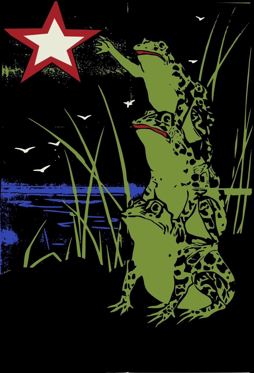 Stacked Frogs with a Star png transparent