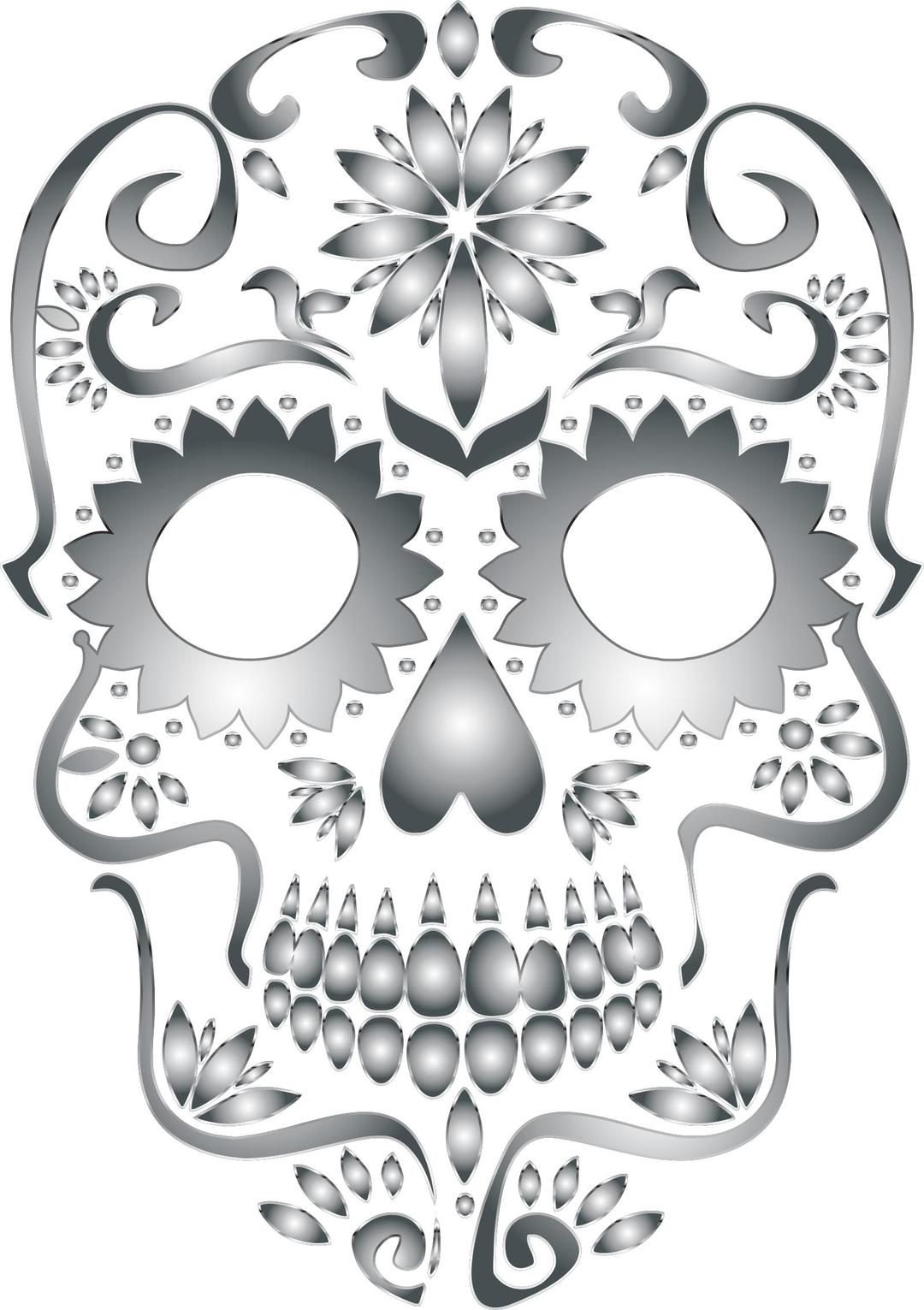 Stainless Steel Sugar Skull Silhouette No Background png transparent