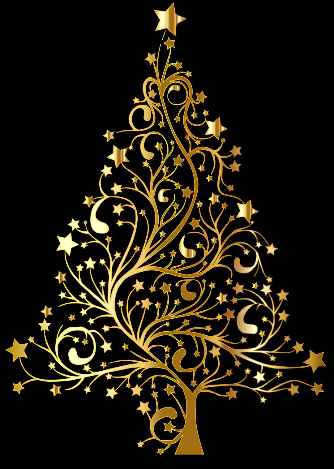 Starry Christmas Tree Gold png transparent