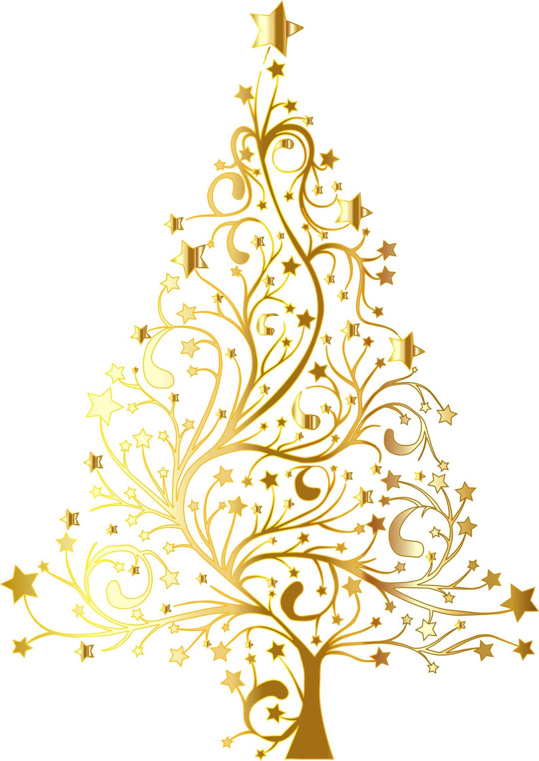 Starry Christmas Tree Gold No Background png transparent