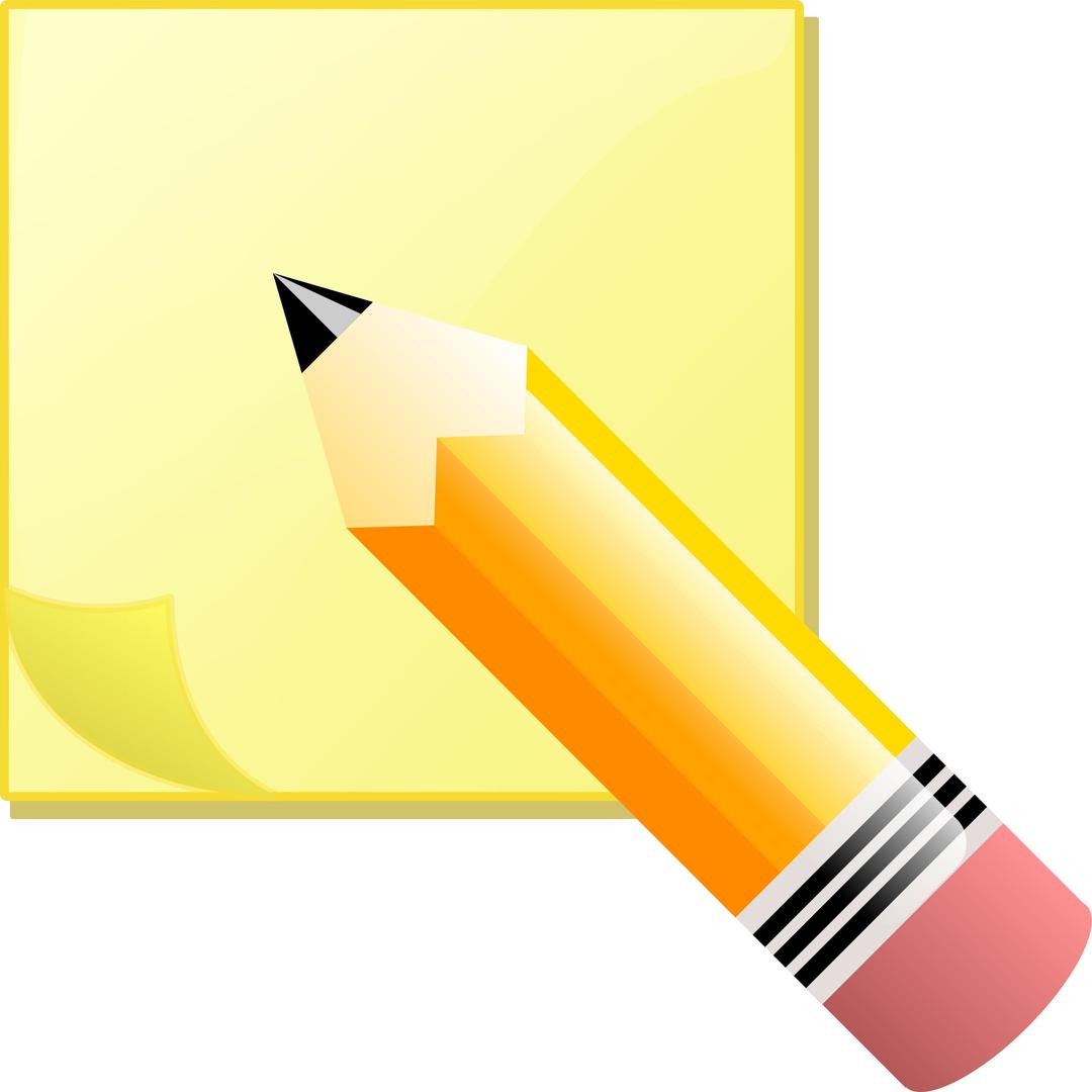 sticky note pad and pencil png transparent