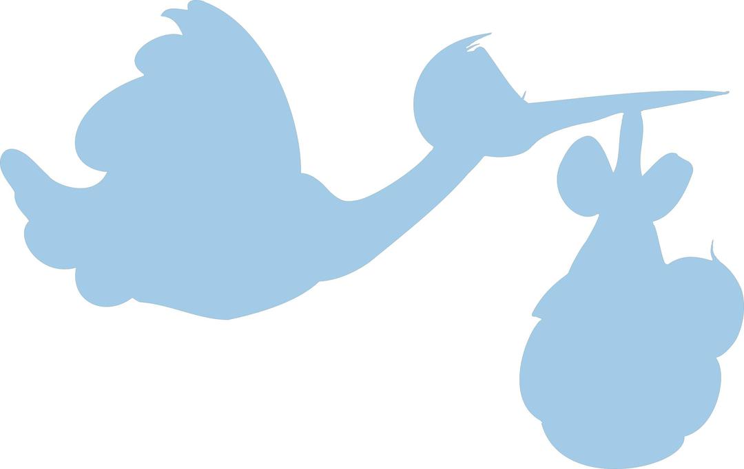 Stork carrying baby (silhouette) png transparent