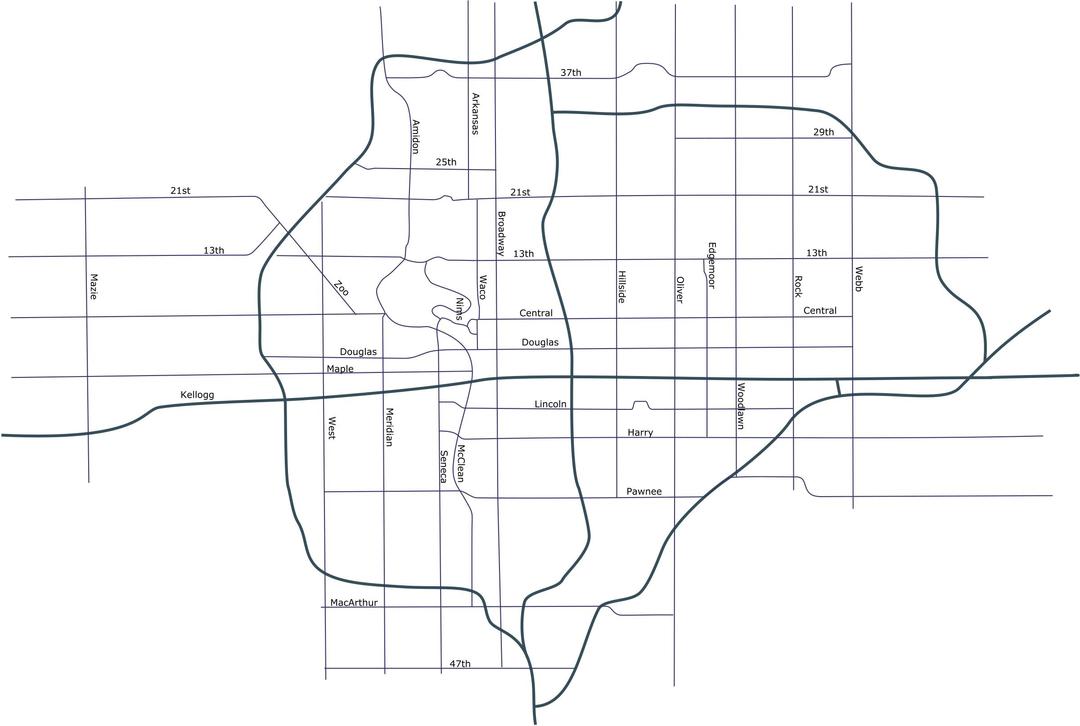 Street map of Wichita Kansas png transparent