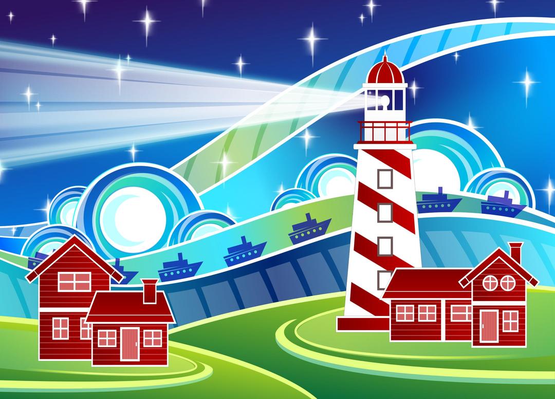 Stylised Lighthouse Scenery png transparent