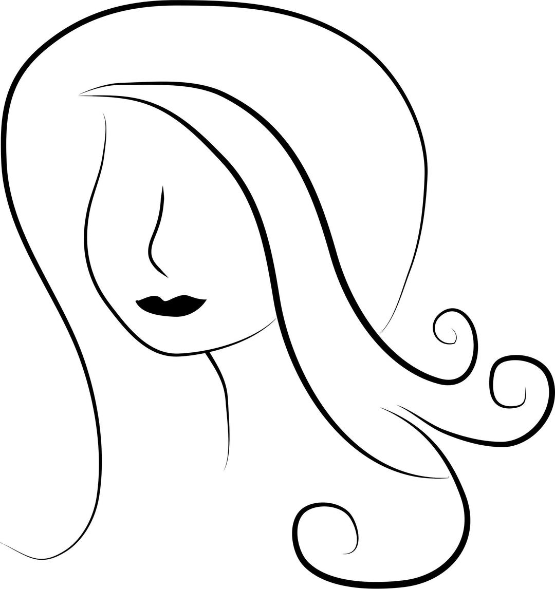 Stylized Female Head Line Art Black png transparent