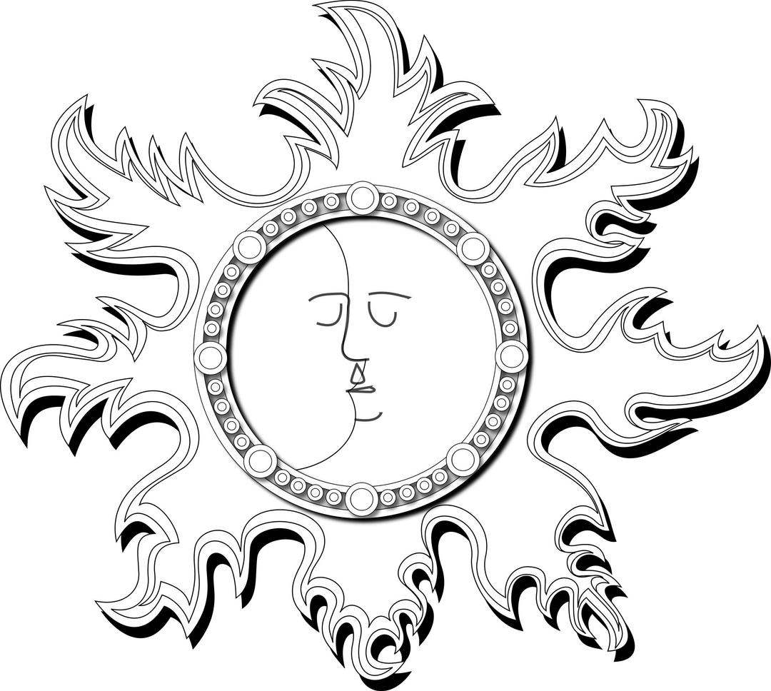 Sun and Moon Outline png transparent