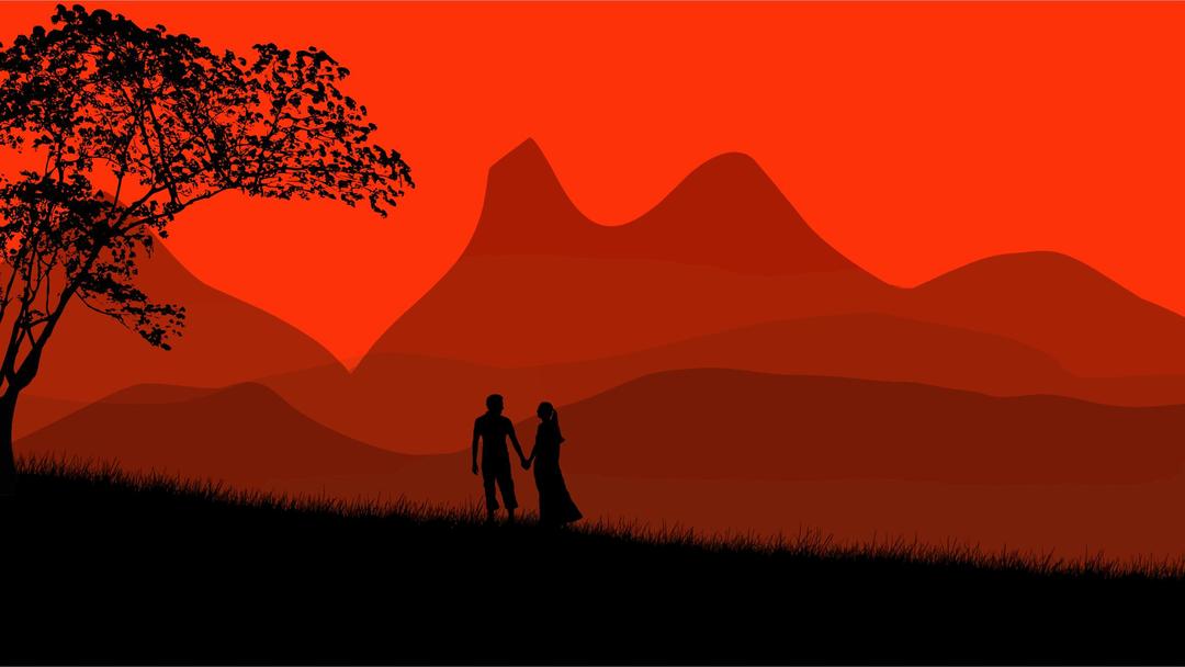 Sunset Couple Silhouette png transparent