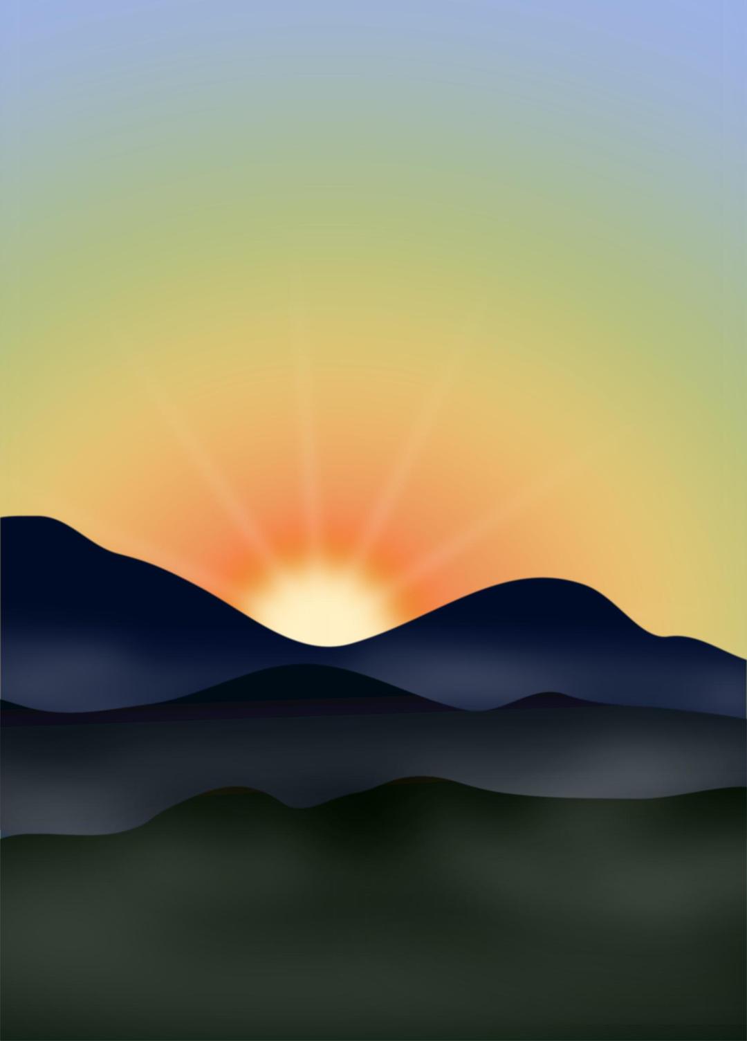Sunset in the mountains png transparent