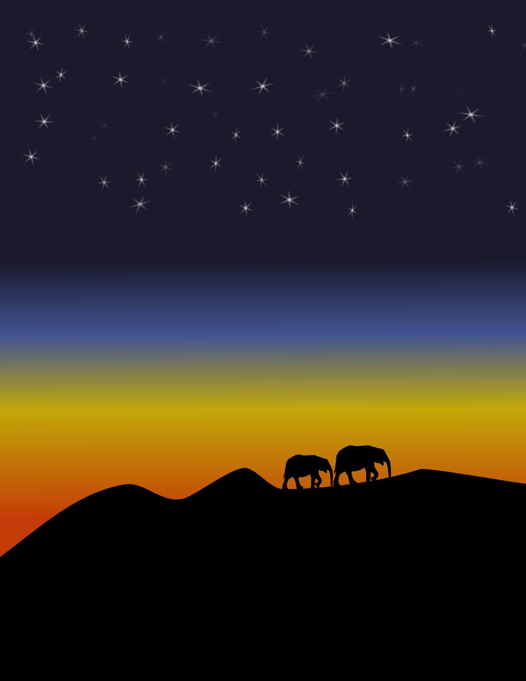 Sunset with stars png transparent