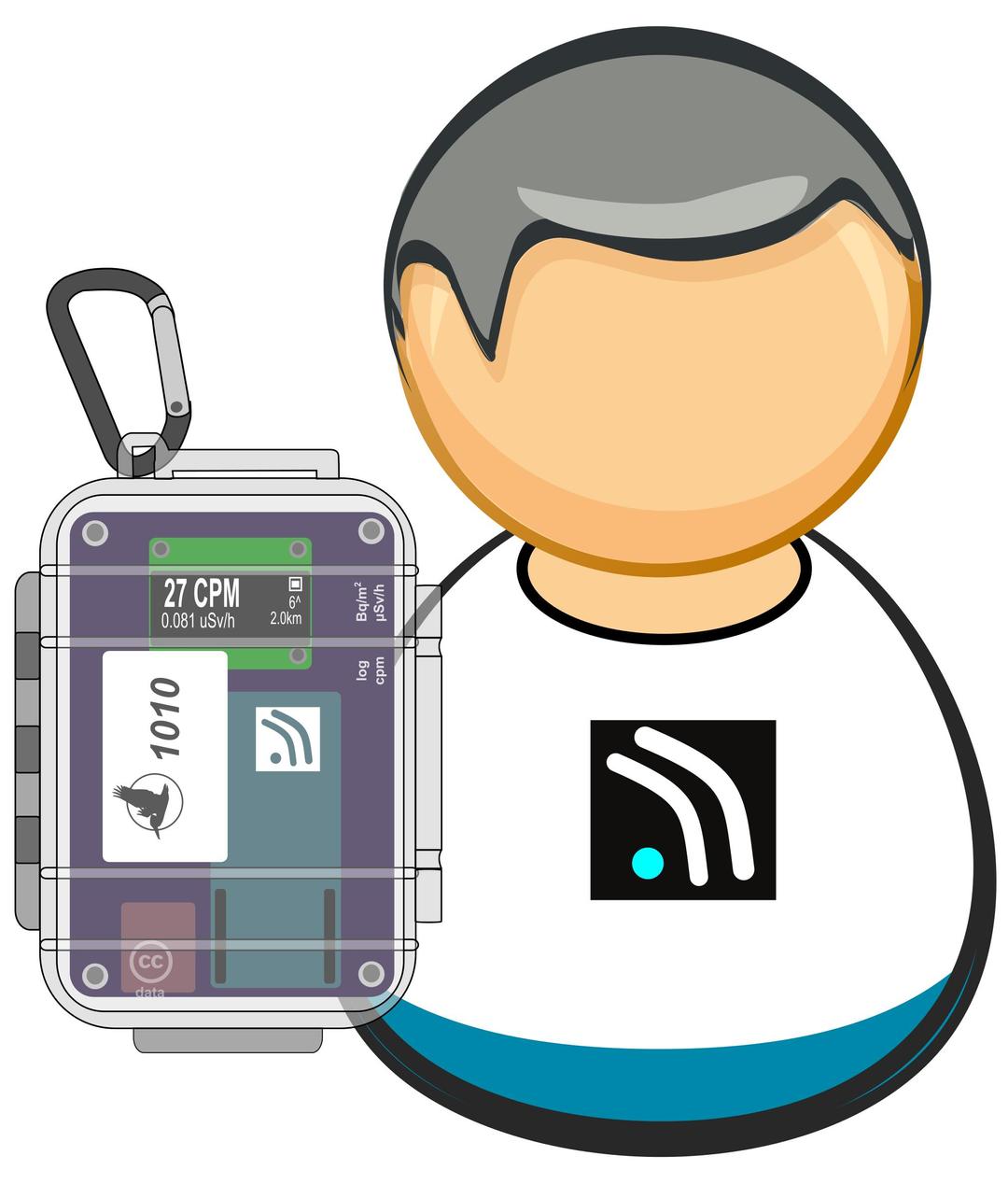 Support: citizen monitoring - common guy with bGeigie radiation detector png transparent