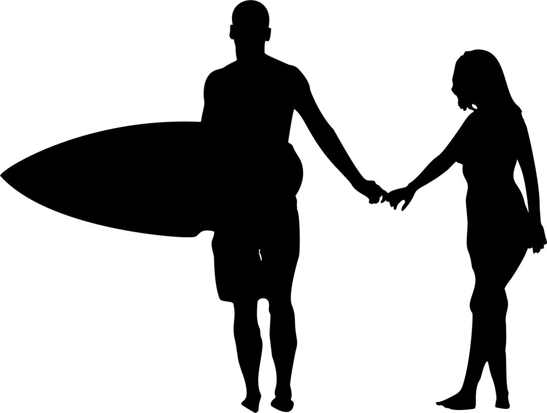 Surfer Couple Silhouette png transparent