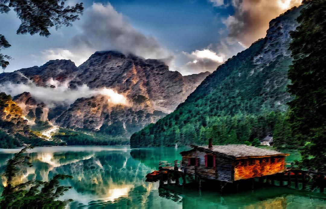 Surreal Italian Lake png transparent