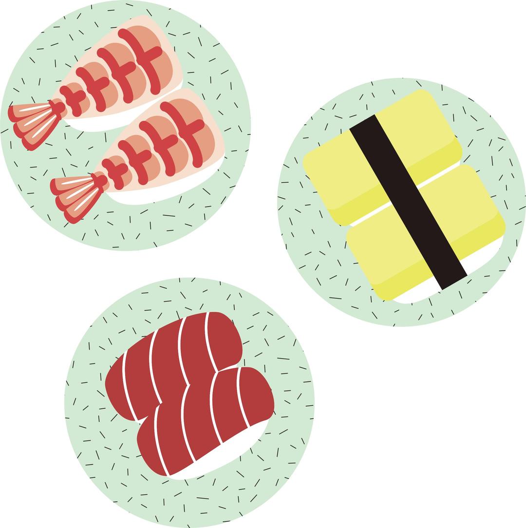 Sushi on plates png transparent