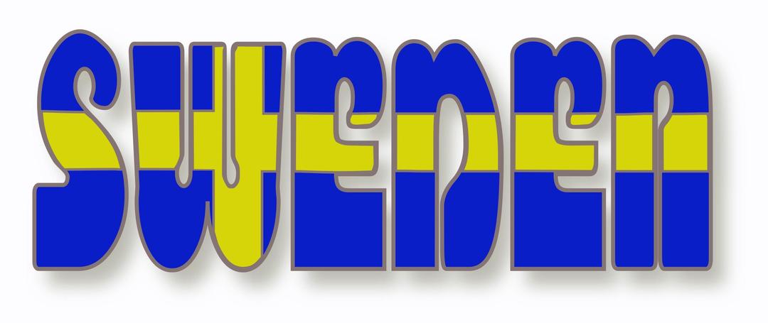 Swedish flag in the word Sweden png transparent