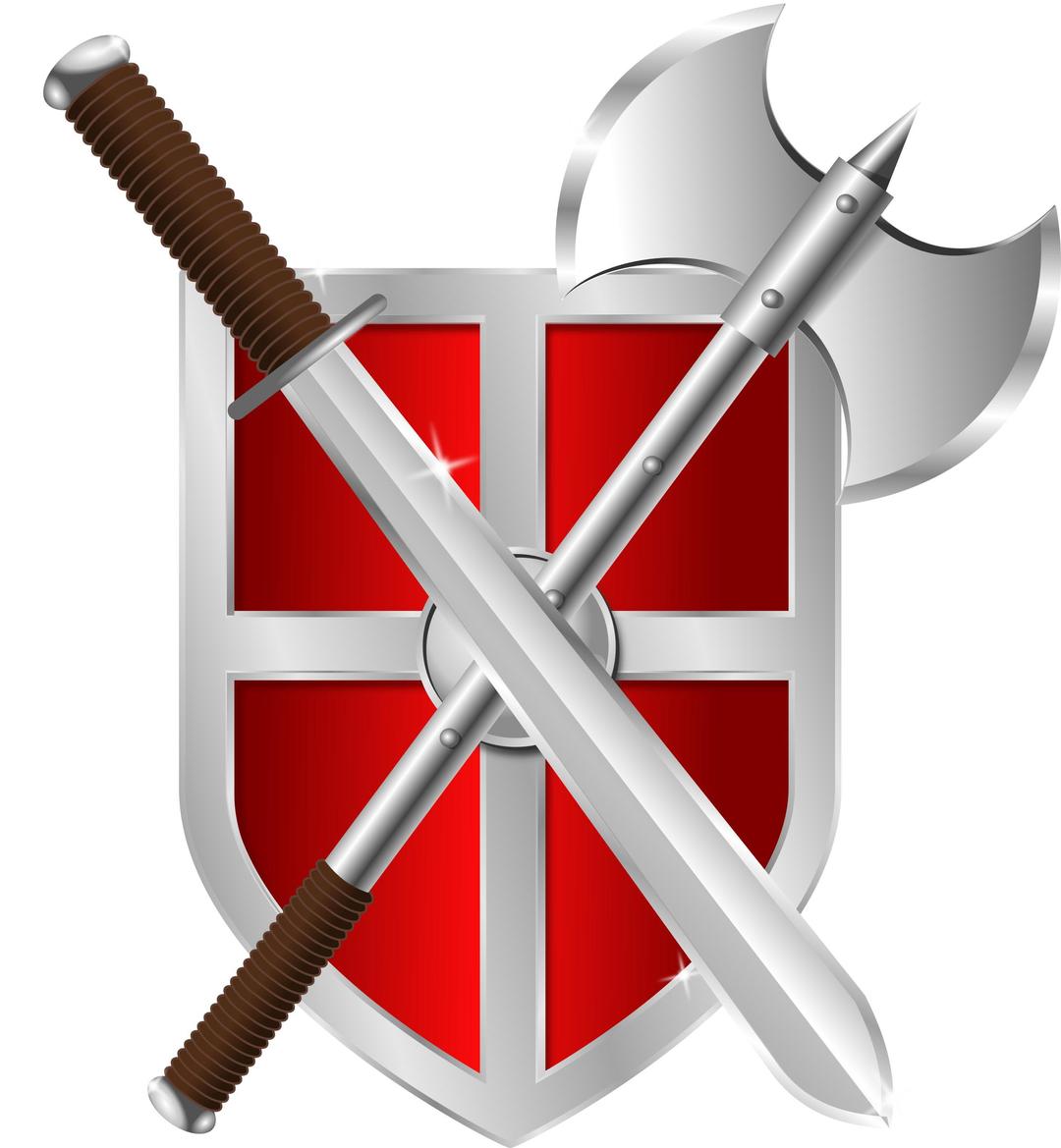 sword, battleaxe & shield png transparent