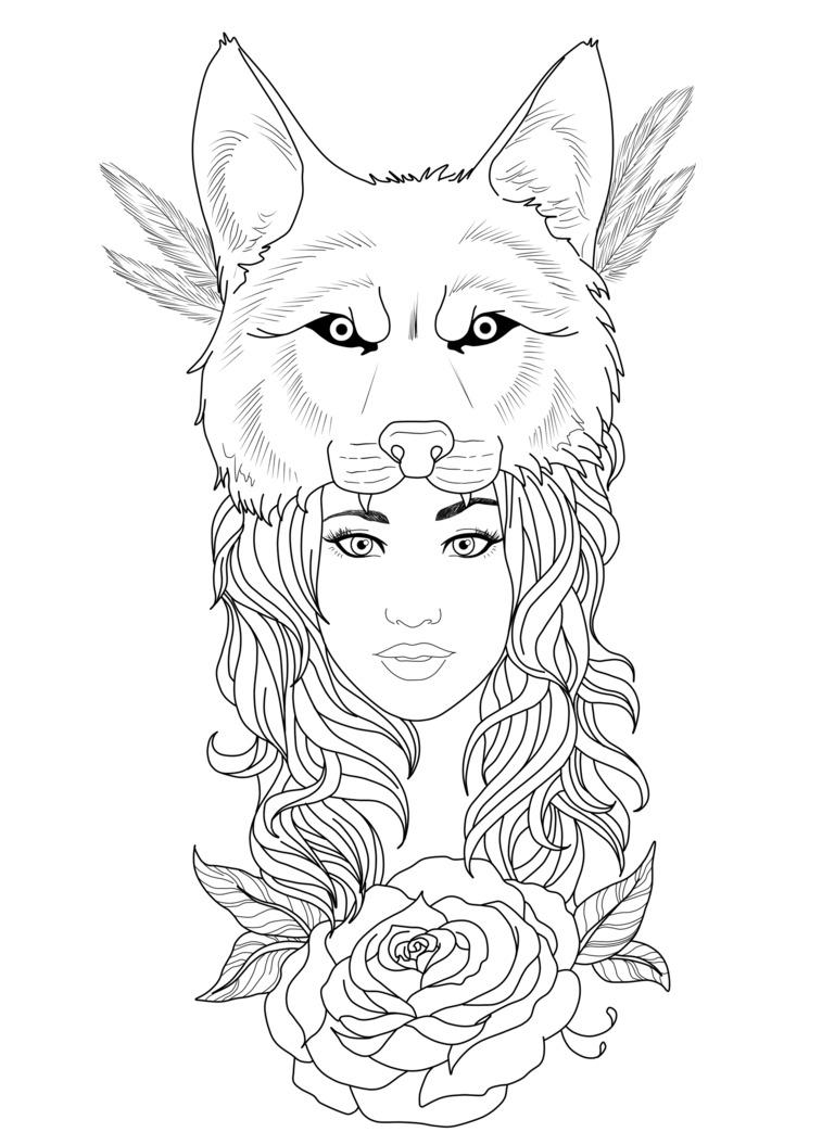 Tattoo Woman Wolf png transparent