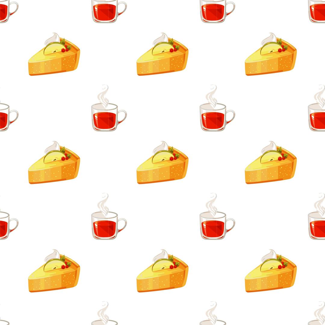 Tea and cake seamless pattern png transparent