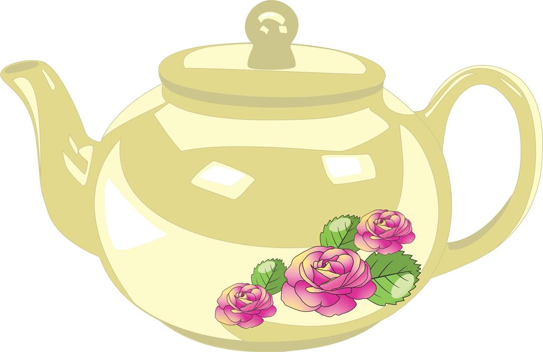 Teapot with Rose decoration png transparent