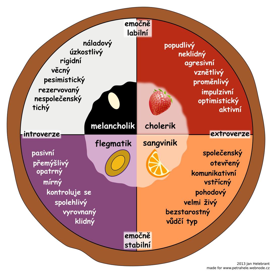 Temperament pie chart according to Eysenck (Czech) png transparent
