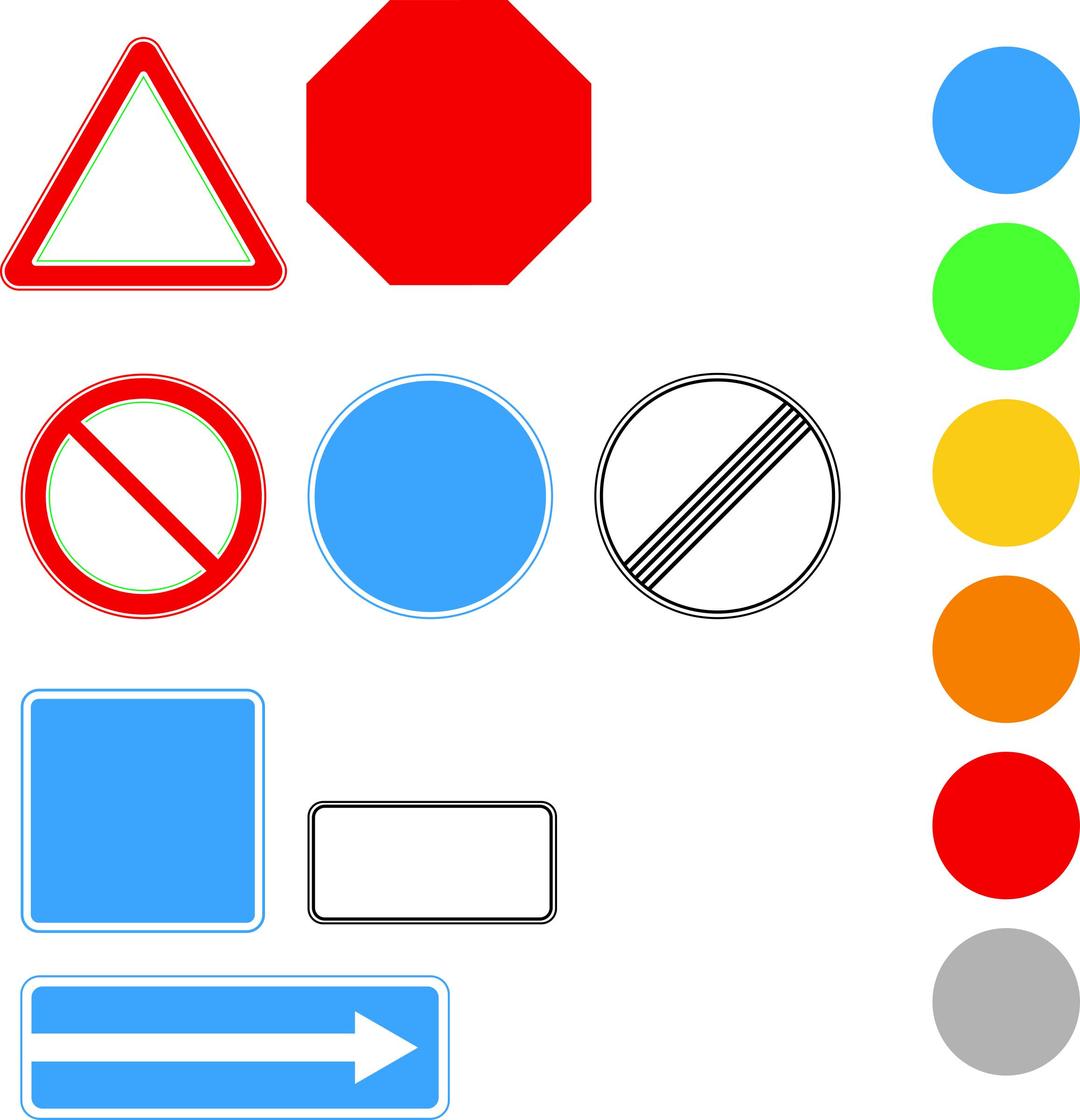 Template of road signs (shapes and colors) png transparent