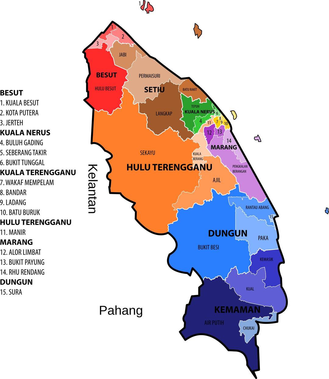 Terengganu new electoral map png transparent