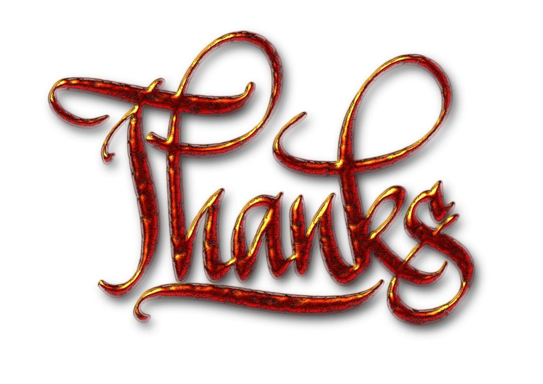 Thanks, textured digital calligraphy png transparent