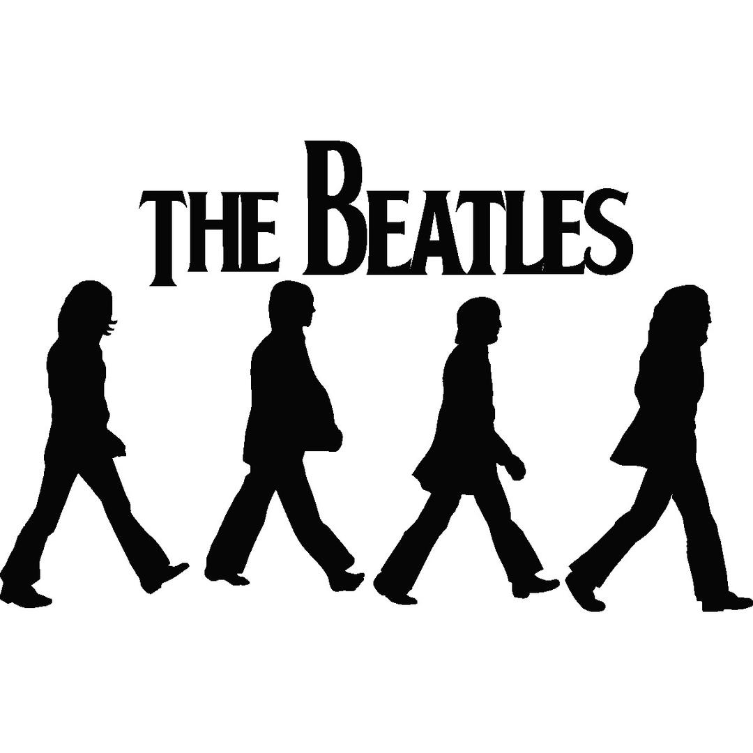 The Beatles Silhouettes on Abbey Road Black and White png transparent