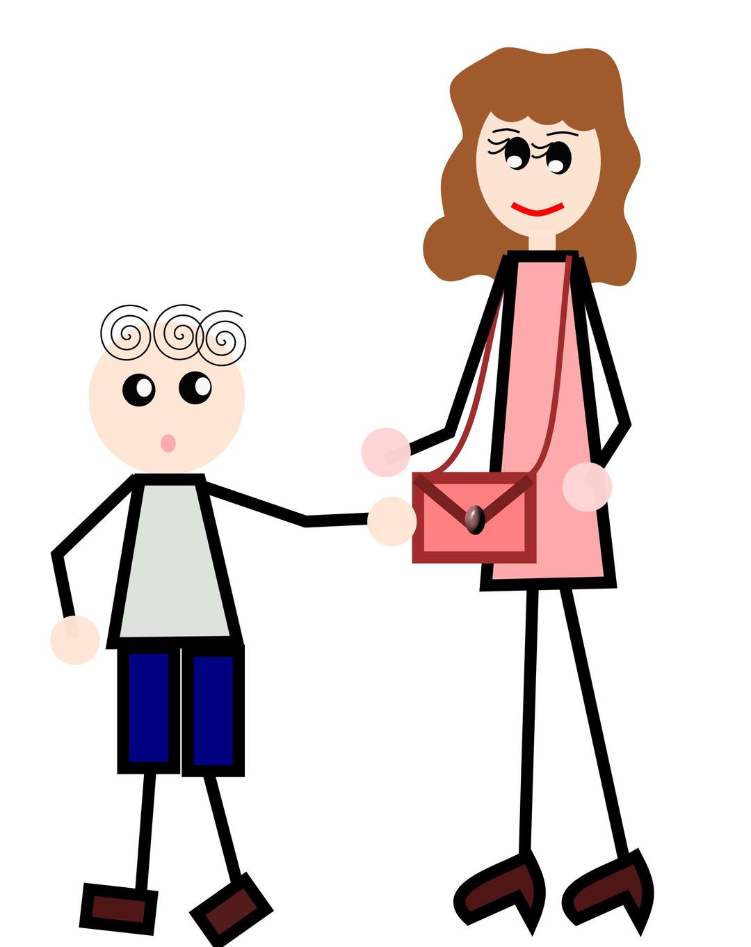 The boy is holding his mother's bag png transparent