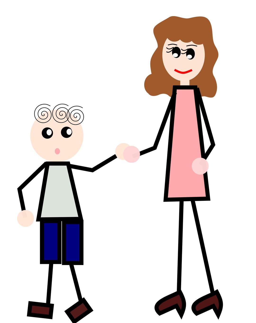The boy is holding his mother's hand png transparent