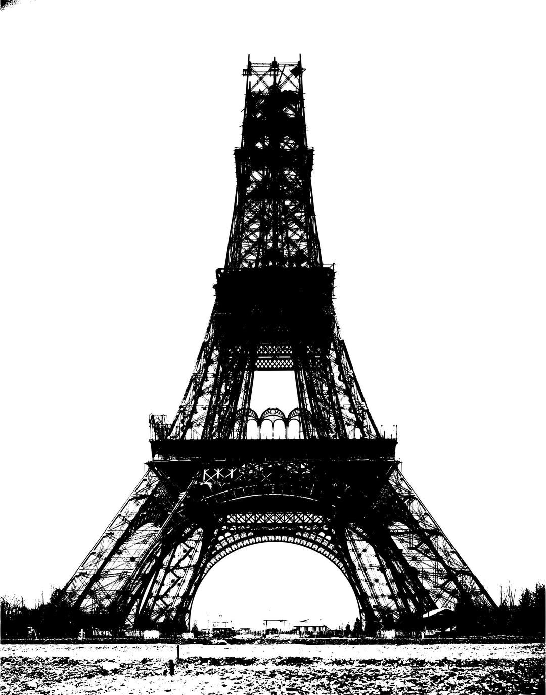 The Eiffel Tower Under Construction in 1888 Stencilized png transparent
