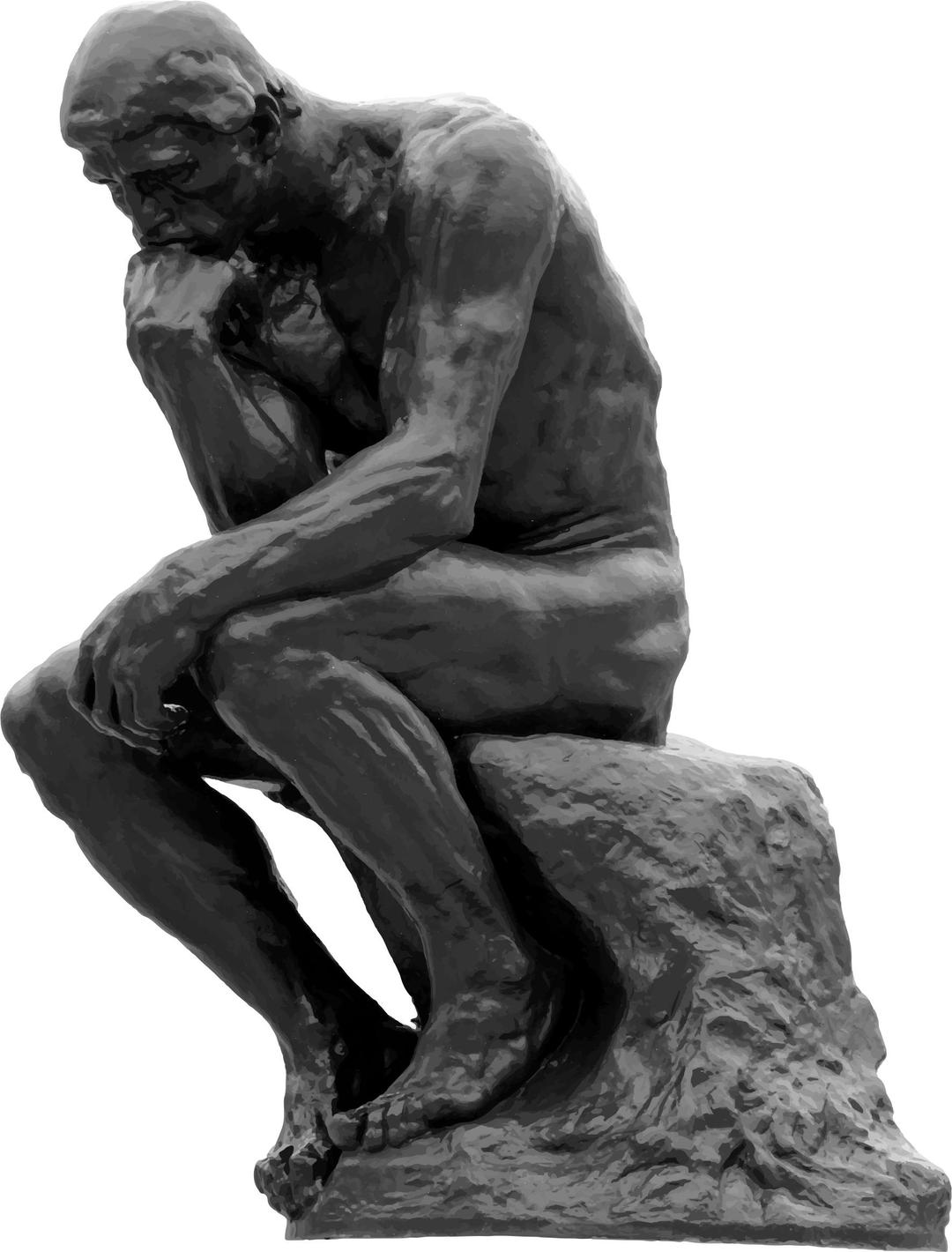 The Thinker Grayscale png transparent