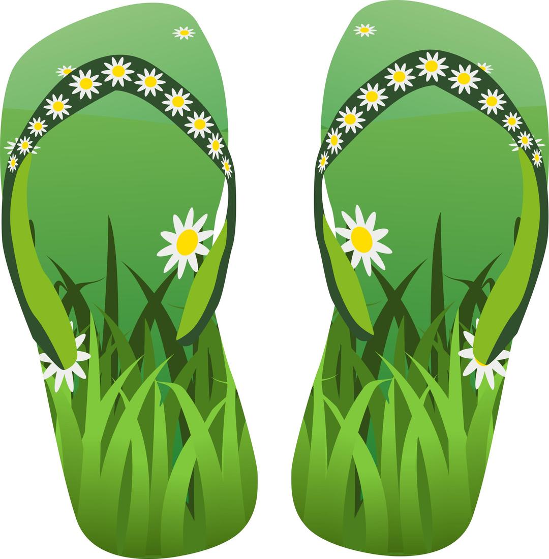 Thong green with grass and flowers png transparent