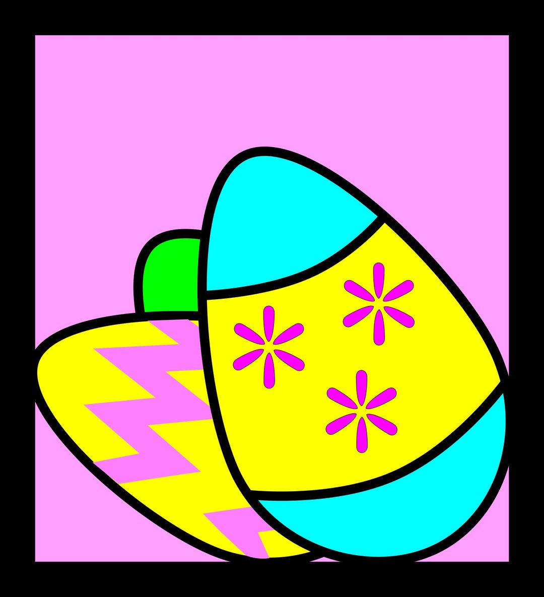 Three Easter Eggs Framed png transparent