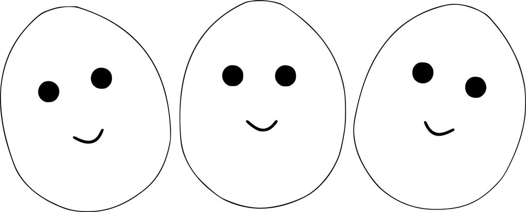 Three eggs with eyes and mouth png transparent