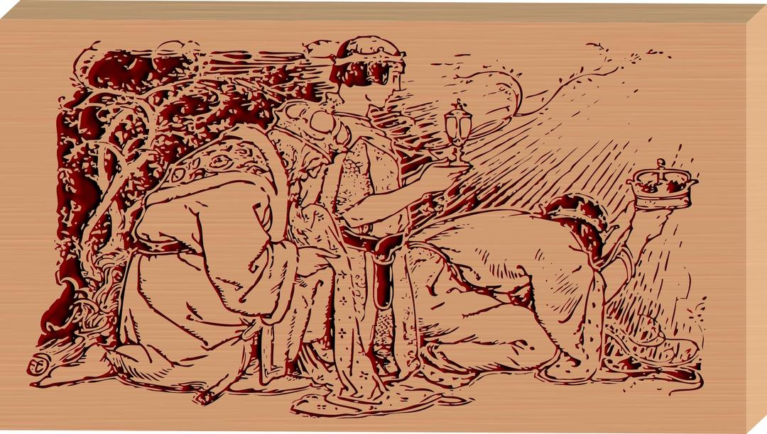 THREE KINGS ETCHED ON WOOD png transparent