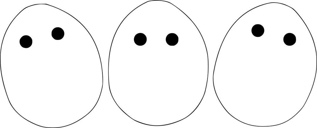 Three plain white eggs with eyes png transparent