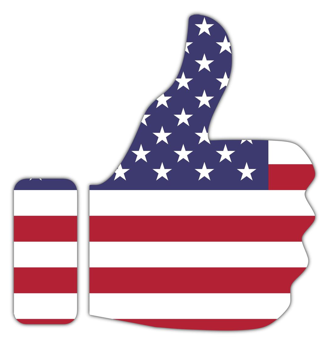 Thumbs Up American Flag With Drop Shadow png transparent