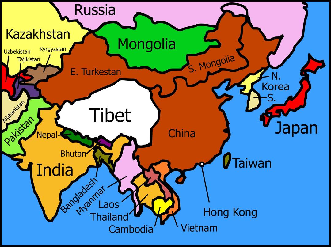 Tibet and its neighbors map png transparent