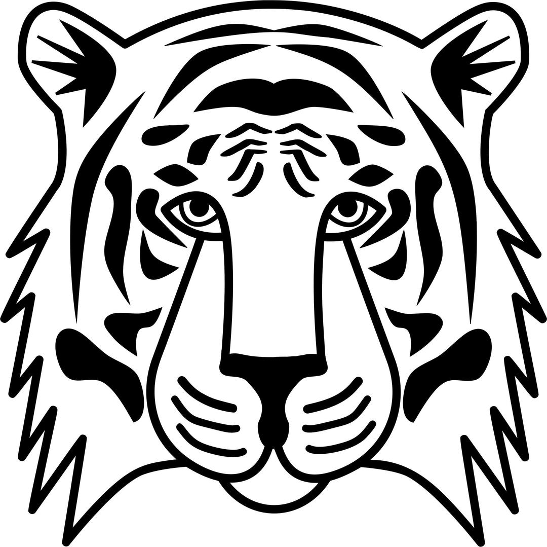 Tiger Head Line Art png transparent