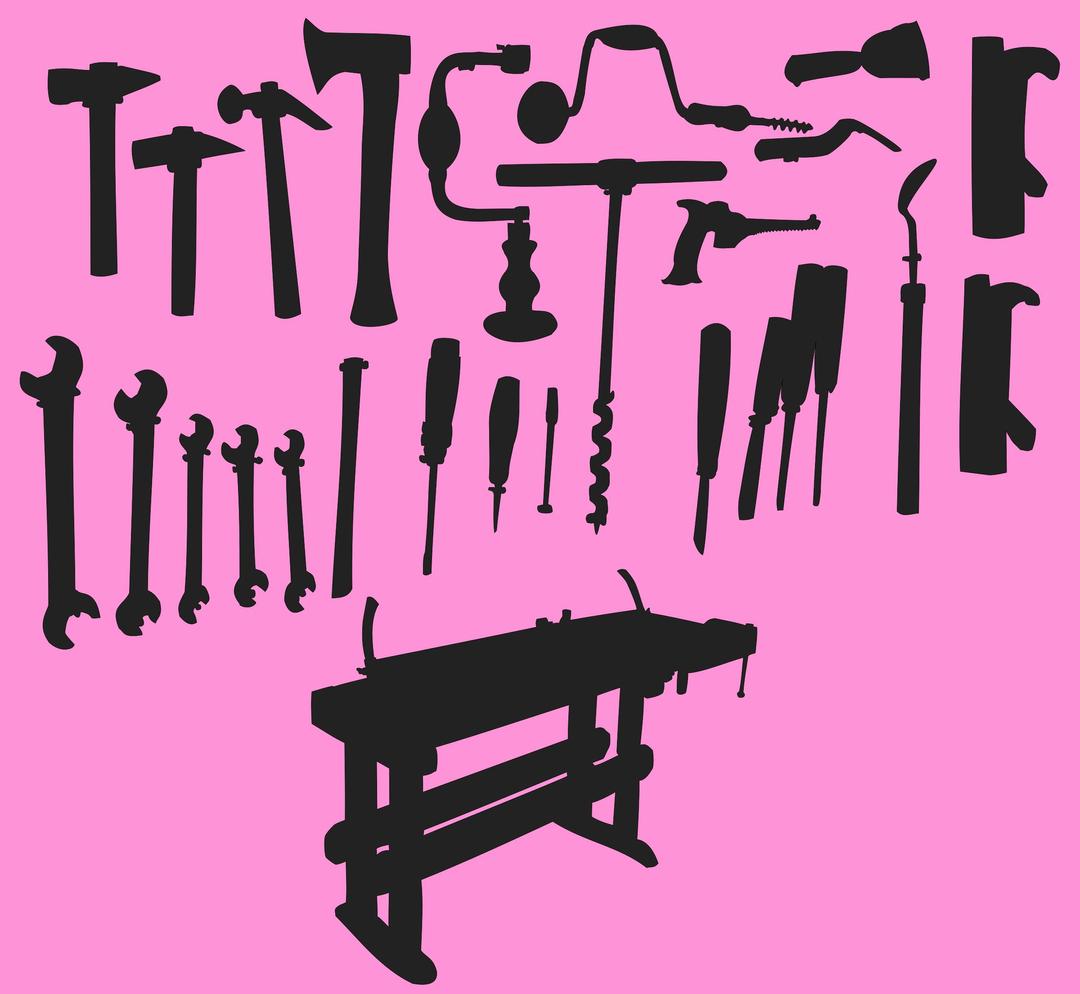 Tools and workbench silhouette png transparent