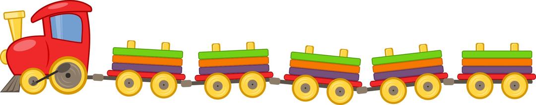 Toy train with 5 wagons png transparent