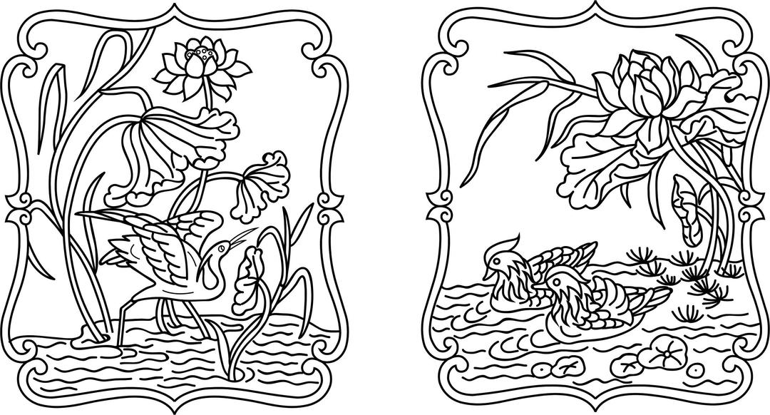 Traditional Chinese Line Art png transparent
