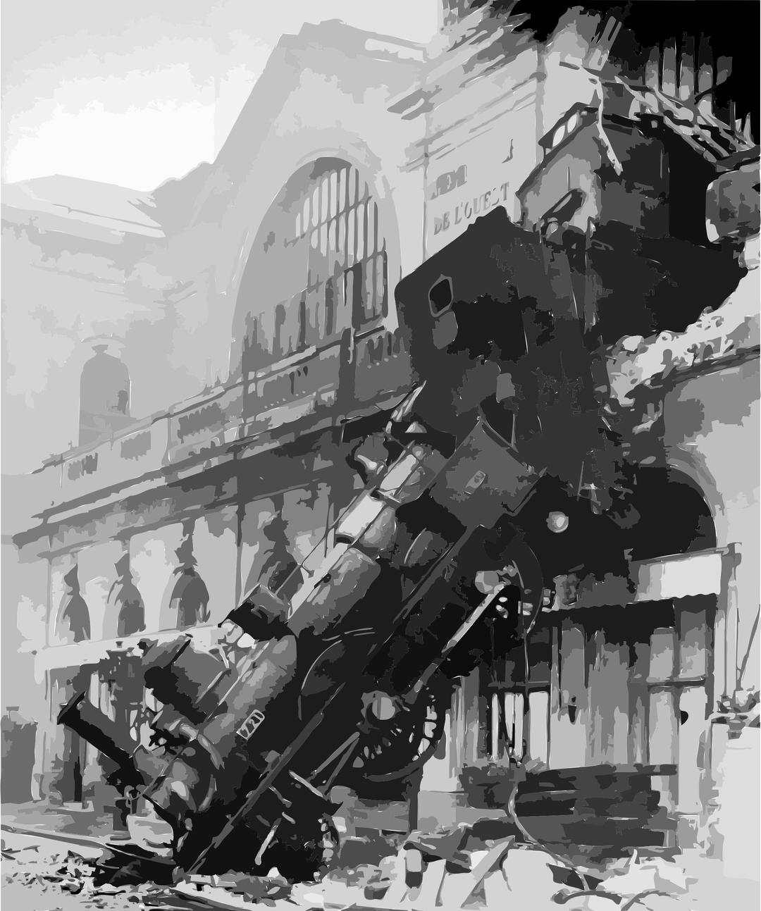 Train wreck at Montparnasse 1895 png transparent