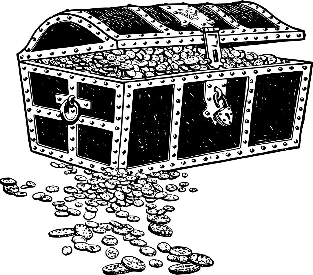 Treasure Chest Black and White Clipart png transparent