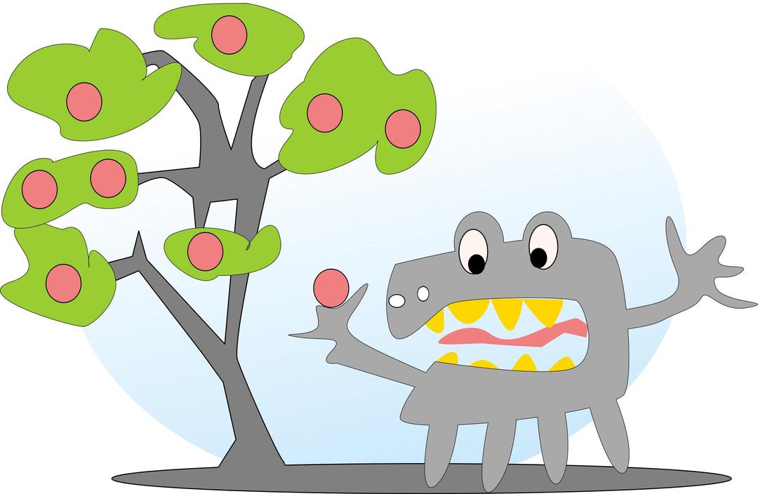 tree with apples and a monster png transparent