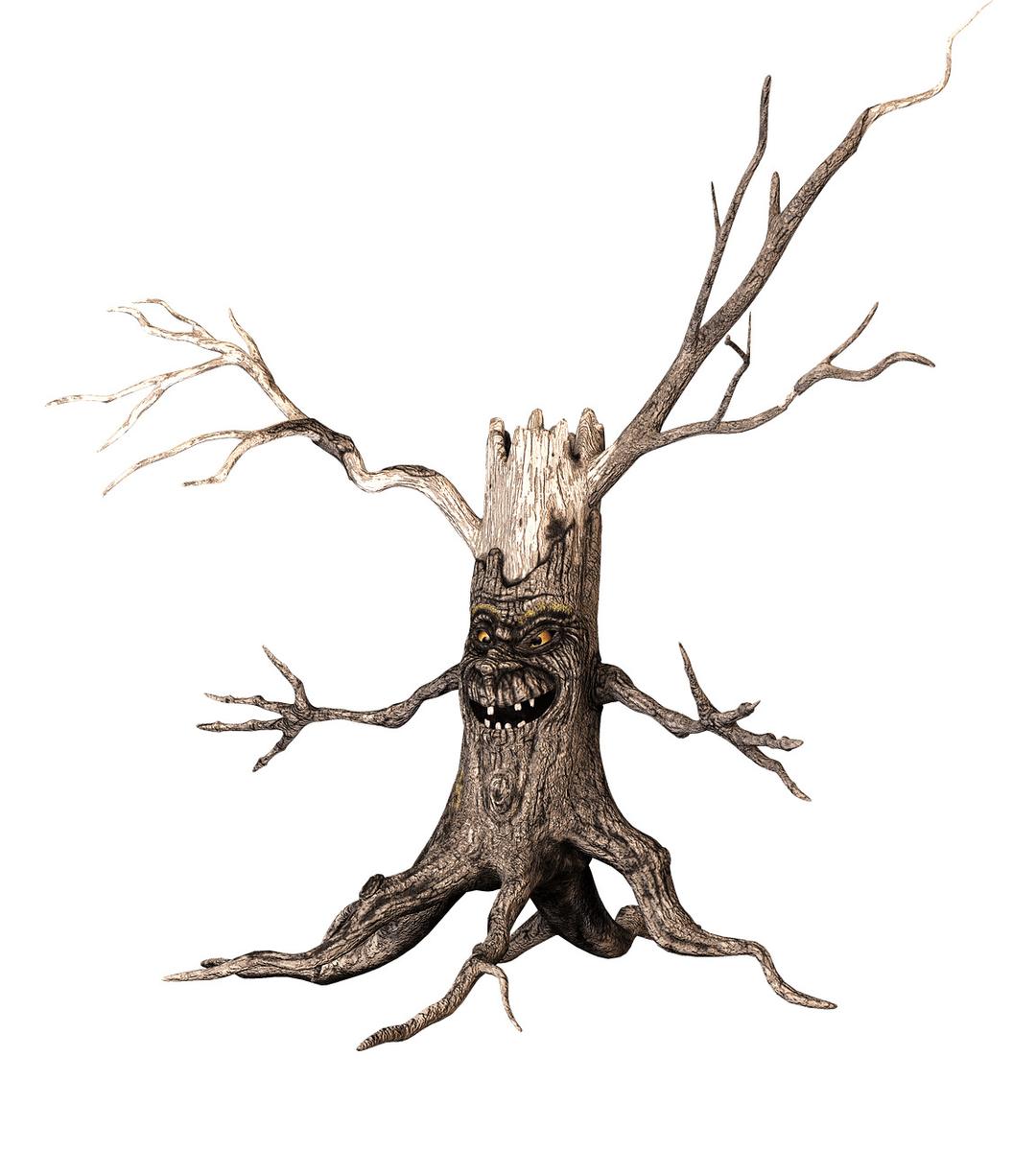 Tree With Scary Face and Arms png transparent