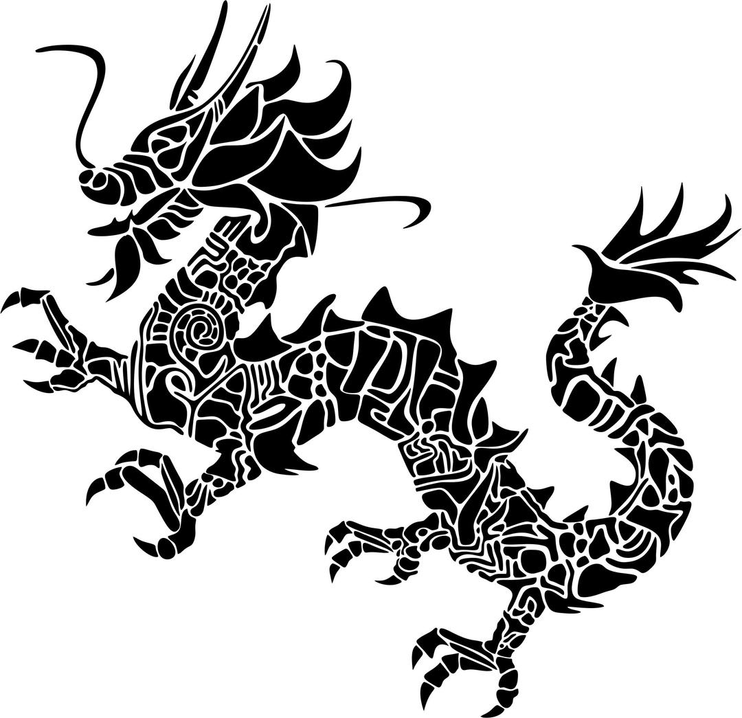 Tribal Asian Dragon Silhouette png transparent