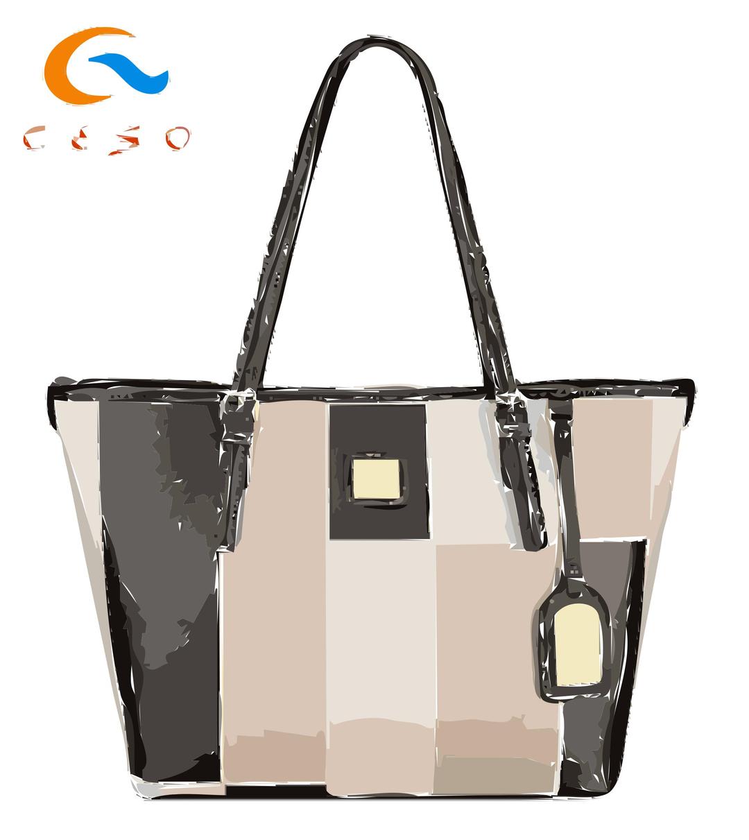 Tricolor Leather Handbag with Logo png transparent