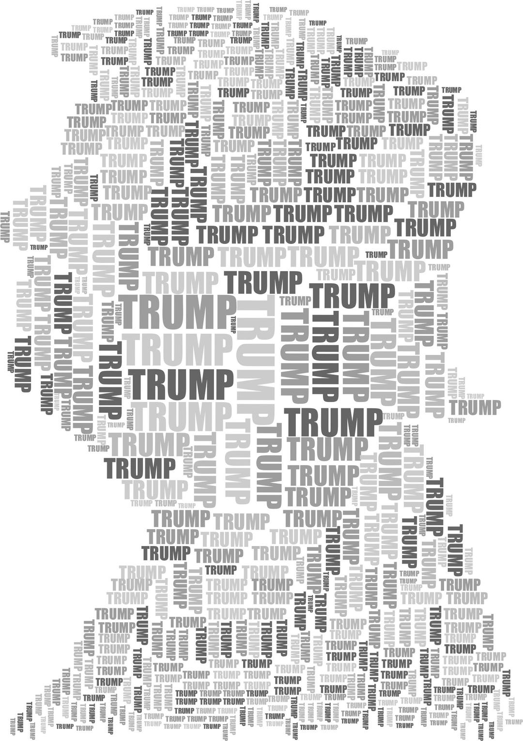 Trump Profile Word Cloud Grayscale png transparent
