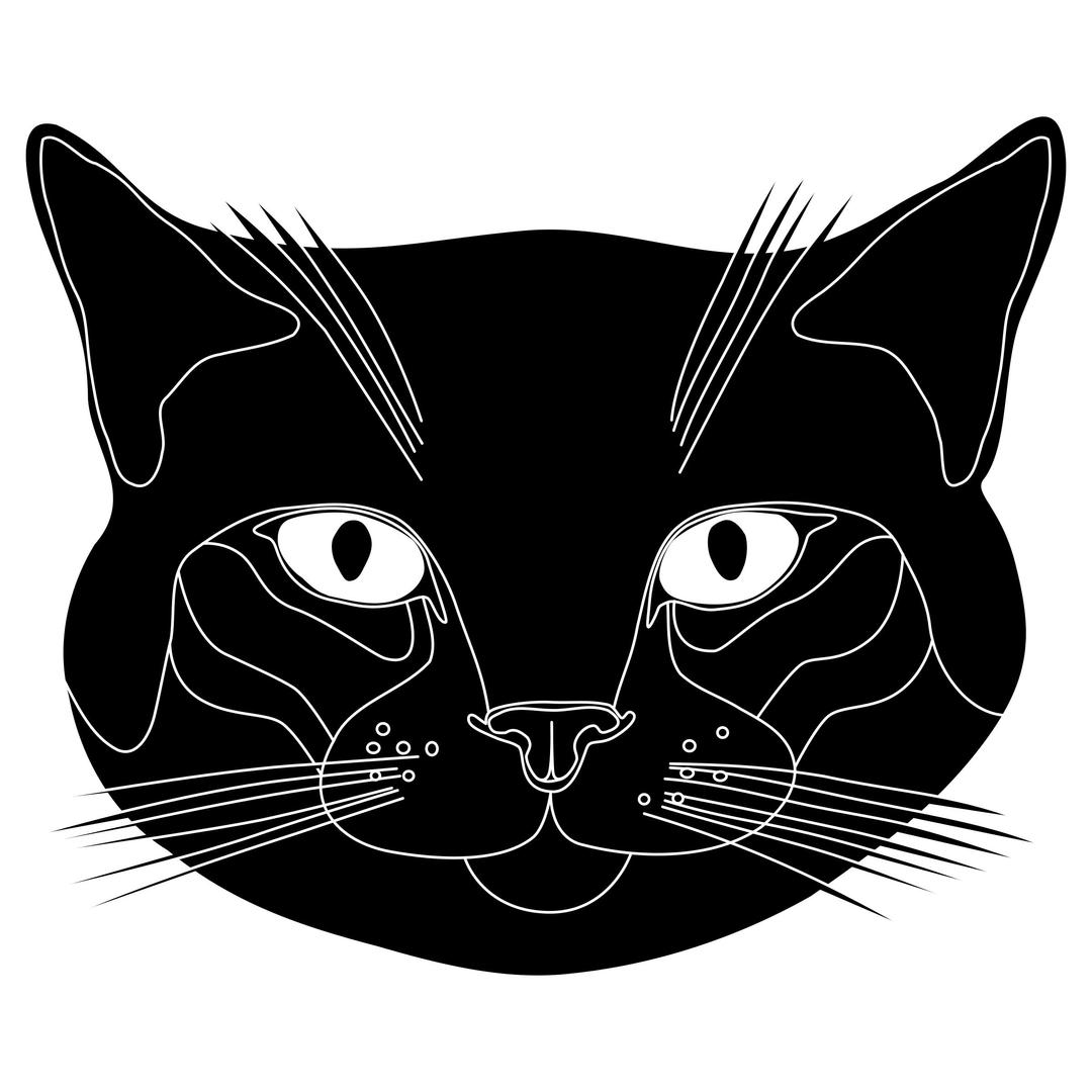 Tête de chat noir png transparent